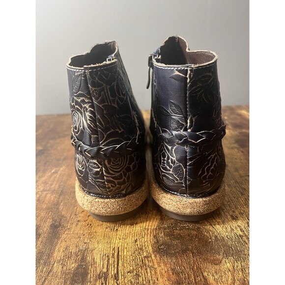 Spring Step L'Artiste Boots Women's 42 Blue Embroidered Leather Floral Braided - Picture 8 of 8